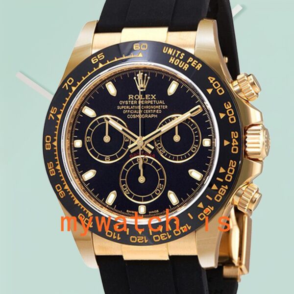 Rolex Daytona 40mm Mens 116518BKSR Rubber Band Gold-tone: Genuine vs. Replica